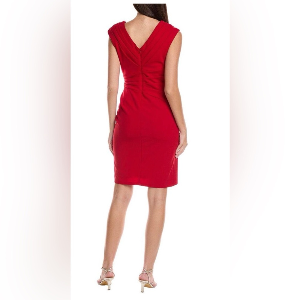Tadashi Shoji BOS 24444M Women's Red Pleated Sheath Dress Flame NWT - Picture 2 of 4